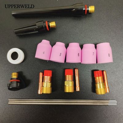 WP 17 18 26 Комплект газовых линз для факела TIG с 18 кусочками керамической чашки/алюминиевой ноздри/коллетки