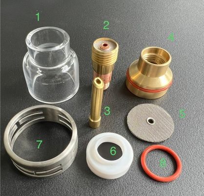 Лучшее покрытие газом гарантировано аксессуарами TIG Champagne Clear Nozzle Kit 54NQCN