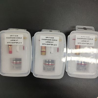 WP-17/18/26 Шампанское 3,2 мм Tig Nozzle Большой комплект с адаптером для TIG сварки кварца