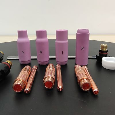 Верхний WP17 18 26-10N 17Kit Газовая линза Алюминиевая сосна Задняя чашка TIG Сварные аксессуары Комплект воздухоохлаждение