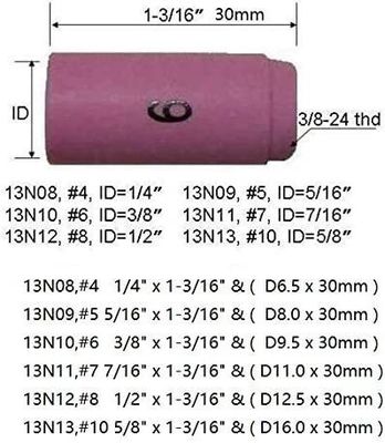 TIG Сварный факел SR WP920 24 25 Fit 13N08 13N09 13N10 13N11 13N12 13N13 Нозлевая чашка 10 шт.
