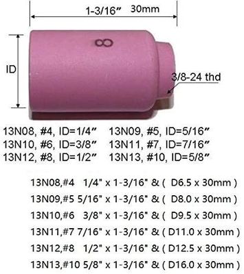 TIG Сварный факел SR WP920 24 25 Fit 13N08 13N09 13N10 13N11 13N12 13N13 Нозлевая чашка 10 шт.